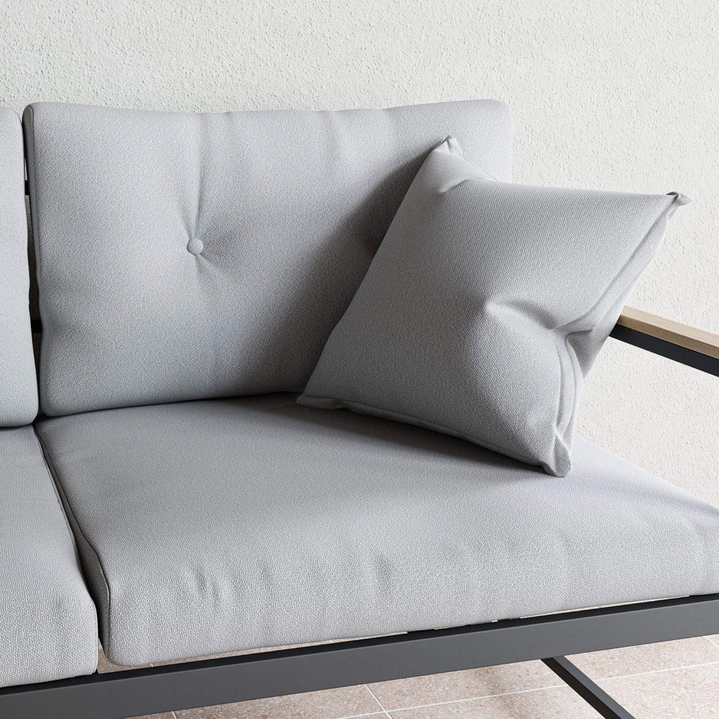 Cliffside Metal Patio Furniture - Mix and Match Modern Outdoor Furniture Pieces, Metal Sofa with Cushions