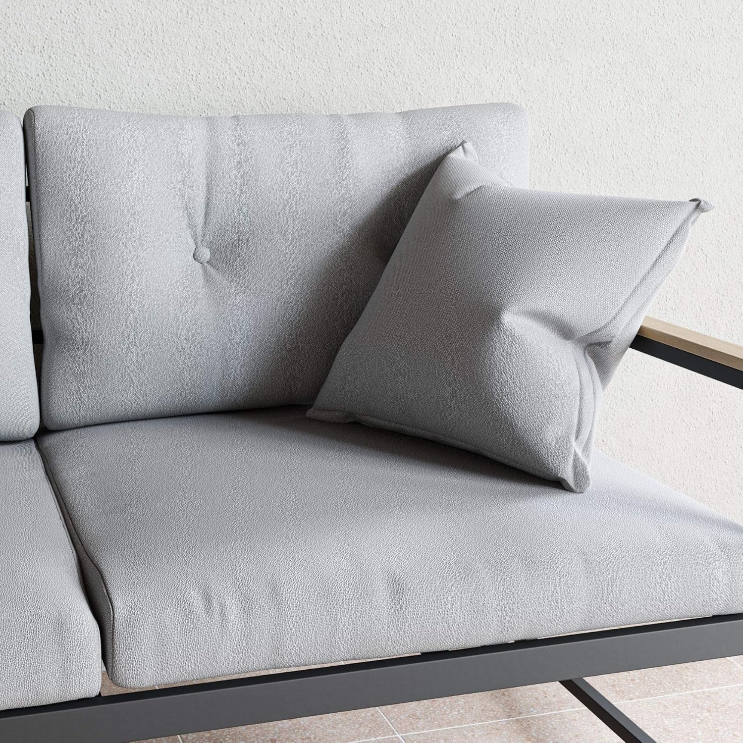 Cliffside Metal Patio Furniture - Mix and Match Modern Outdoor Furniture Pieces, Metal Sofa with Cushions