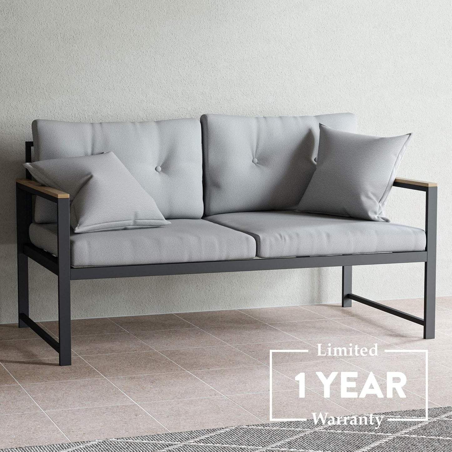 Cliffside Metal Patio Furniture - Mix and Match Modern Outdoor Furniture Pieces, Metal Sofa with Cushions